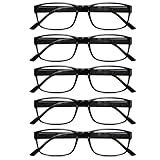 Gaoye Unisex Reading Glasses Lesebrille, B1-5 Pack Light Black, One