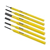 STANLEY Splinttreiber-Set 6-teilig (pulverlackiert, gehärtet, 1.5 mm / 3 mm / 4 mm / 5 mm / 6 mm / 8 mm Splints) 4-18-226, Gelb