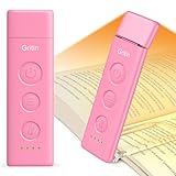 Gritin Leselampe Buch Klemme Wiederaufladbare, Augenschonende Buchlampe Leselicht für Lesen ins Bett mit 3 Farbtemperaturen & Stufenlos Dimmbar, Winkel Eintsellbar Klemmleuchte, Rosarot