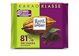 Neues Design: RITTER SPORT Die Starke 81 % aus Ghana 100 g, pure Edel-Bitterschokolade aus hochwertigem Kakao, dunkle Tafel Schokolade mit kräftigem Kakaogeschmack