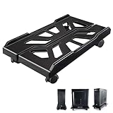 Qcdou PC ständer, PC Tower Ständer, Mobiler Universal Adjustable CPU Ständer mit 4 Rollen, Computer Desktop Ständer, CPU-Wagen Unter Schreibtisch für Gamer, Studenten, Zuhause, Büro(Schwarz)