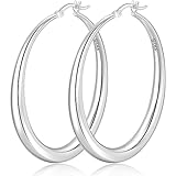 PABBEU Ohrringe Silber 925 Creolen Hypoallergen Klobig CreolenSilber Groß Dick Creolen Ohrringe Leichte Silber Ohrringes Damen Mädchen 35/40/50MM