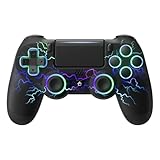 ECHTPower Wireless Controller für PS-4, RGB Controller mit Dual Vibration, 1000mAh Akku, 6-Achsen, Touchpanel, Audiobuchse, Screenshot, Gamepad kompatibel mit PS-4/Pro/Slim/PC-Leiterplatte