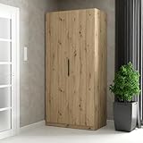 FORTE CADIXO Kleiderschrank 100, 2-türiger Drehtürenschrank, Holzwerkstoff, Artisan Eiche Dekor, 100,9 cm breit, 212,9 cm hoch, 58,9 cm tief