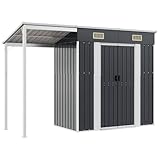 vidaXL Gartenhaus, Geräteschuppen mit Schleppdach Schrägdach, Gerätehaus für Gartengeräte Werkzeuge, Garten Metall Schuppen, Anthrazit Stahl