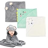 Forhandy Kapuzenhandtuch Baby 3 Stück, Baby Handtuch Kapuze 80x80cm, Babyhandtuch mit Kapuze Korallenvlies Weich & Super Saugfähig, Baby Badetuch für Babys und Kleinkinder