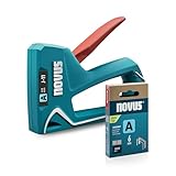 NOVUS TOOLS Handtacker J-11 Set mit 1800 Klammern │ Kleiner Hobby-Tacker für Holz mit Unterlademechanik, Griffverriegelung, Klammersichtfenster │ Für Feindrahtklammern von 4 bis 8 mm