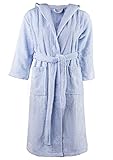 Clinotest Kinderbademantel aus Frottee – Weicher Bademantel mit Kapuze aus 100% Baumwolle, saugfähig und flauschig, ideal für Jungen und Mädchen, mit Bindegürtel, maschinenwaschbar - Pastellblau
