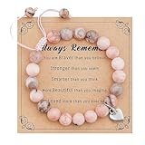 TENGEE Naturstein-Armband Set, Rosa Perlenarmband Mit Herz, Geburtstagsgeschenke für Mädchen und Kinder, für Tochter, Beste Freunde