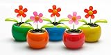 5er Set Solar Wackelblumen Solar Wackelblume Solarblume Wackelfigur Blume Grün, Orange, Pink, Blau, Rot Deko Fensterbank Auto Dekoblume