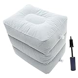 STOBOK Aufblasbare Fußstütze Mit DREI Höhen Verstellbar Beinkissen Für Flugzeug Zug Reise PVC Veloursstoff Luftdicht Bequeme Beinablage Durchblutung Und Erholung