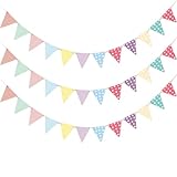 3 Stück Wimpelkette outdoor Anwendbar für Geburtstag Party Indoor outdoor Dekoration 15 Farben jedes Banner, Leinenimitat Wimpel für Geburtstag Party Hochzeit