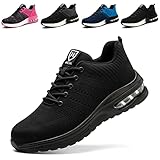 Baofular Arbeitsschuhe Herren Sicherheitsschuhe Damen Leicht Sportlich Stahlkappenschuhe rutschfest Atmungsaktiv Schwarz 38 EU 240