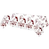 LLHCF Tischdecke mit Blut-Handabdruck-Design, robust, wasserdicht, Halloween-Party-Dekoration, einfache Reinigung, Polyethylen-Gewebe, Party-Tischdecke