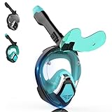 Schnorchelmaske für Erwachsene, Tauchmaske Erwachsene Mann mit Faltbarer Sonnenbrille, Vollmaske mit Kamera-Halterung, Vollgesichtsmaske 180° Sicht und Anti-Beschlag, Snorkel Mask Brillenträger