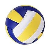 FashionCha Volleyball Spielball Softball Trainingsball Hallenball mit Angenehmer Durch Pu Und Gummiblase für Hallentraining Und Den Schulsport Größ, Blau Gelb
