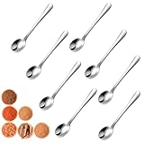 8 Stück Espressolöffel Mini,Tiny Edelstahl Löffel 7,5CM für Gewürzgläser,Scoop Kleine Löffel Gewürzlöffel,Latte Macchiato Löffel Espressolöffel,Esslöffel Spoon Set, Cute Small Edelstahl Gewürz Löffel