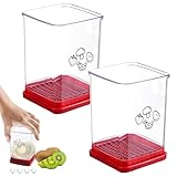 2 Stück Obstschneider,Erdbeerschneider,Gemüseschneider,Schneidfang,mit Schutzkappe und Aufbewahrung,Multifunktionaler Edelstahl-Obstschneider,für Gemüse Obstsalat Küchenhelfer