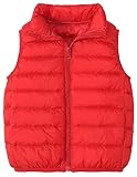 AIEOE Ärmellose Daunen Jacke für Kinder mit Taschen und Knopf Winddichte Unisex Weste Unisex Geeignet von 5-6 Jahre 130cm Rot