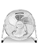 Pro Breeze 30,5 cm Bodenventilator aus Chrom - 50W Ventilator klein mit 3 Geschwindigkeitsstufen, 110° vertikal neigbar - Leistungsstarke Windmaschine für Zuhause, Büro und Fitnessstudio