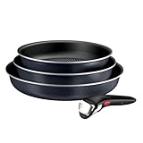 Tefal Ingenio Enjoy Pfannen-Set, 3-teilig, 22/24/28 cm + abnehmbarer Griff, induktionsgeeignet, antihaftbeschichtet, Titanbeschichtung, Thermo-Signal, schnelles Aufheizen, spülmaschinenfest und