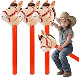 Aufblasbares Pferd Steckenpferd Kinder 3 Stück Aufblasbares Stabpferd Aufblasbare Pferdekopfstäbe Aufblasbare Party Props für Dekoration Requisiten Pferde-Motto-Geburtstagsfeier