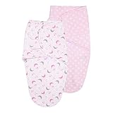 Vicloon Pucksack Baby, 2er Pack Wickel-Decke aus 100% Bio-Baumwolle, Sicherheit, Universal Verstellbare, Puckschlafsack für Säuglinge Babys Neugeborene 0-3 Monate - Rosa…