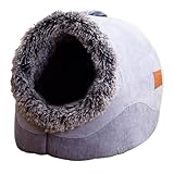 Roxvue Katzenhöhlen für Hauskatzen, Warme Plüschhütte, Katzenhöhle, Halbgeschlossenes Design, Komfortables Katzenversteck, Hundehütte für Gemütliches B