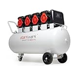 Starkwerk Flüsterkompressor Druckluftkompressor Silent Kompressor SW 677/10 Pro ölfrei 400 Volt - 10 Bar - 150 Liter Kessel inklusive Druckminderer und Wasserabscheider