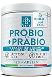 Probiotika zur Darmsanierung mit Präbiotika 120 Kapseln PiùLife 40 Milliarden CFU darmkur entgiftung, Probiotische Milchfermente aus 20 Stämmen, Darm-Probiotika mit Inulin und FOS, Bauchblähung
