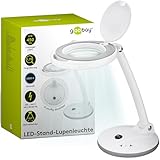goobay 60363 Dimmbare LED Lupenleuchte/Lupenlampe mit Standfuß/Standlupe Licht / 6 W Leistungsaufnahme/Farbtemperatur 6500 K/Lichtstrom 450 lm/Betriebsspannung 230 V (AC), Weiß