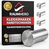 Raumhero Kleiderhaken (1 Stk.) - Garderobenhaken Edelstahl, Handtuchhaken zum Bohren - 100% Made in Germany (Tragkraft bis zu 30 kg) - Extrem vielseitig (inkl. Schrauben, Dübel & Anleitung)
