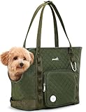 pecute Hundetasche für Kleine Hunde 4kg, Tragetasche Hund Hundetragetasche Leichte, Faltbare Hundetransportbox, Katzen Transporttasche für Unterwegs (Dunkelgrün)