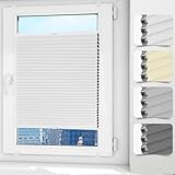 Allesin Wabenplissee, plissee verdunkelung, Jalousien Mit Vorrichtungshalterung,100% Verdunkelung, Wärmedämmung Eingebaute Aluminiumfolie,Jalousien für Fenster und Türen weiß 130x40cm（HxB）