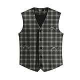 YFFUSHI Weste Herren Kariert Anzugwesten Regular Fit Plaid Formale Herrenweste, Schwarz, S