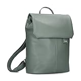 Zwei Damen City-Rucksack Mademoiselle.M MR13 Tagesrucksack 7 Liter, gepolstertes Laptopfach, Magnet-Verschlussklappe, Hauptfach mit Reißverschluss, Rückenpolsterung, klassisch-elegant (eucalyptus)