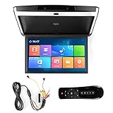 Qiilu 17,3 Zoll Autodachmonitor, IPS 1080P Klappbarer Overhead-Bildschirmmonitor Deckenmontage Bluetooth-Fernseher WiFi HDMI USB SD FM MP5-Lautsprecher für Android 8.1