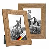 Bilderrahmen 13x18 cm Holz Eiche-Optik, 2er Set Echtholz-Rahmen rustikal, Strandhaus, Made in Germany, Echtglas, zum Aufhängen & Aufstellen, extra Zubehör - Treibholzlook mit einem Hauch Küstenflair