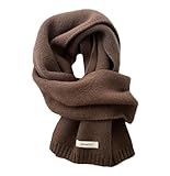 Pluto & Fox Wollschal, Unisex, für Damen und Herren, auffällige Farbe, vielseitiges Design, für den Winter, Kaffeebraun, 155*20cm