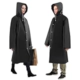 welsberg 2x Regenponcho Damen und Herren Wasserdicht Atmungsaktiv Regenjacke Regenschutz für Fahrrad Wandern Angeln Sport, Schwarz