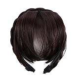 Natürliche künstliche Pony-Perücke, Stirnband, Haarteil, Clip, sofortige Haarverlängerung, Haarteil für den täglichen Gebrauch, für Damen und Mädchen (dunkelbraun)