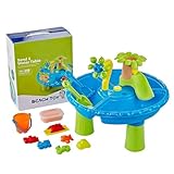 3 in 1 Wasserspieltisch, Multifunktional Wassertisch Kinder Outdoor, 22 ST Set Sand Wassertisch für Kinder, Strandspielzeug Garten Hinterhof Sommer Outdoor Sand Spielzeug, for 3 4 5 6 Kind (19 St)