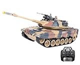 efaso Ferngesteuerter Panzer German Leopard 1:18 - Panzer ferngesteuert mit Schussfunktion, drehbarer Turm, Sound&Licht - Panzer Modell/RC Panzer (German Leopard - Sandfarben mit Zusatzakku)