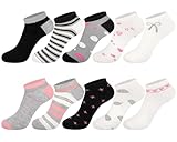 Softcozy 10 Paar Damen Sneaker Kurze Socken Baumwolle Laufsocken Stripes Laufsocken Füßlinge Bunte für Damen Frauen, Einheitsgröße,Schwarze Farbe gemischt