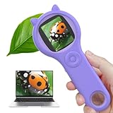 Ashfly Handy mikroskop für Kinder, 2,0' IPS-Bildschirm 200X Taschenmikroskop Kinder, 8 LEDs USB-Anschluss an PC, Mikroskop für Kinder ab 3 Jahren-Lila