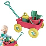 Dtaigou Strandeimer und Schaufel, Sandspielset,Frühes Lernen Sandspielspielzeug mit Trolley 8 Stücke | Tragbarer Spaß im Freien für Kinder Mädchen Teenager