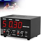 Box-Intervall-Timer, professioneller Gymnastik-Timer mit LED-Anzeige, Wählbarer Trainingszeit und Zykluswiederholungen, Einstellbarer Sound Gym Interval Timer für Muay Thai/MMA/Kickboxing,Red