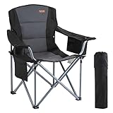 VEVOR Campingstuhl Klappstuhl mit Getränkehaltern & Tragtasche 158 kg Belastbar, Faltstuhl Anglerstuhl Schwarz Outdoor Regiestuhl Tragbar
