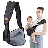 Tragetuch Baby, Einstellbar Babytrage Seitlich, Kindertrage Seitlich, Babytrage für Neugeborene, Tragbar Baby Tragegurt, Multifunktionale Tragegurt Baby für Kleinkinder Bis 15Kg (Schwarz)