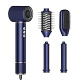 Ptdfjspt 5-in-1 Negativ-Ionen-Haartrockner Haartrocknerbürste Automatischer Luft-Lockenstab Dunkelblau EU-Stecker